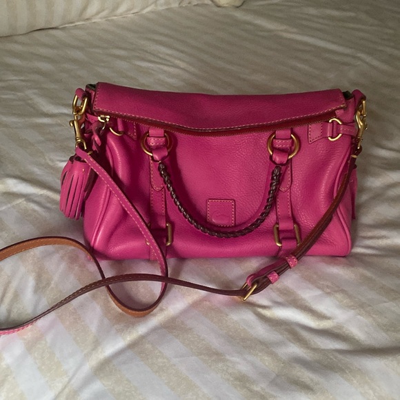 Dooney & Bourke Handbags - Dooney & Bourke Hot Pink Leather Mini Florentine Satchel with Crossbody Strap